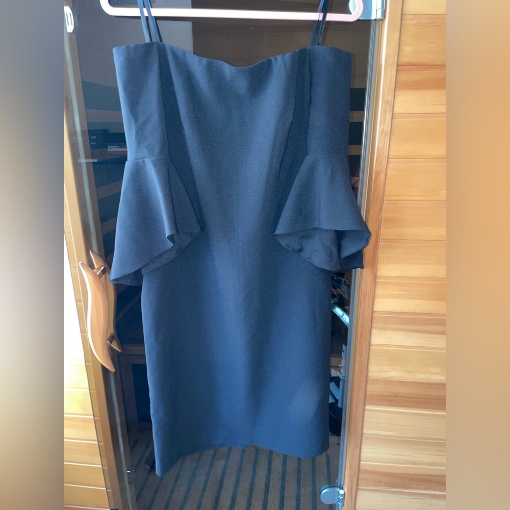 Chelsea28 Navy Peplum Strapless Midi Dress